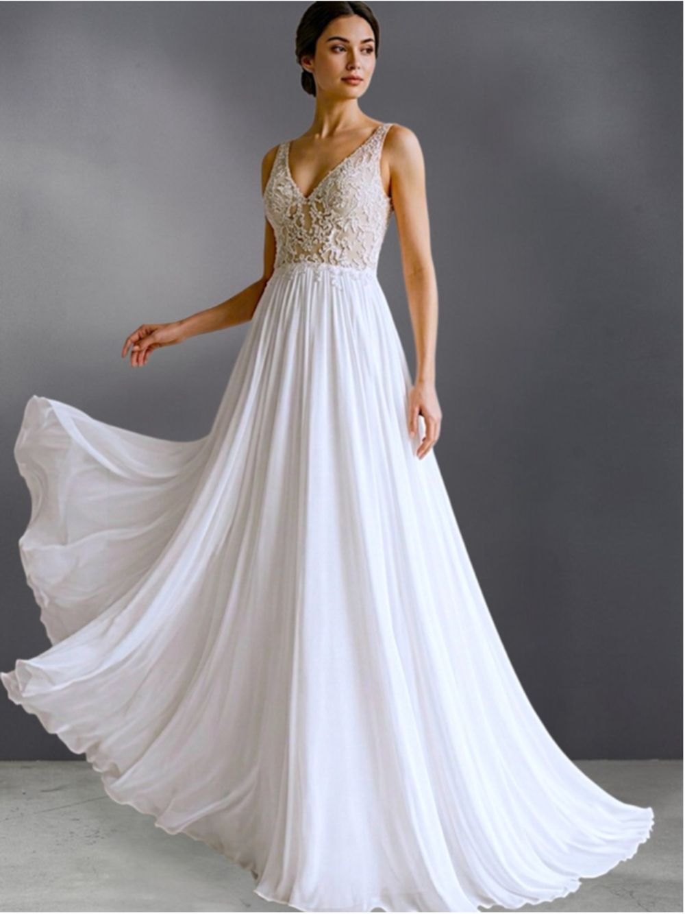 Jovani White Embroidered Lace Formal A-Line Gown – Size 4